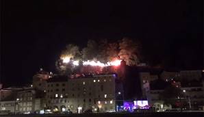 Pyroshow der Fans von Austria Salzburg