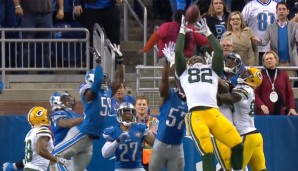 Packers-Tight End Richard Rogers fängt den "Hail-Mary"-Pass von Aaron Rodgers