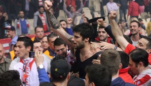 Georgios Printezis (M.) peilt mit Olympiakos seinen dritten Euroleague-Titel an