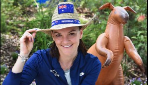Ihr Gegnerin in der Runde der besten Vier heißt Agnieszka Radwanska, die sich hier als großer Fan der Australier outet - da darf der Buschhut und das Känguru natürlich nicht fehlen