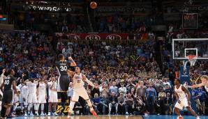 Platz 4: Stephen Curry (Golden State Warriors) - 12 Dreier am 27. Februar 2016 gegen die Thunder