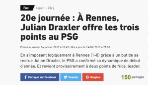 Im Artikel sprechen sie schließlich von einem "dynamischen Debüt". Draxler schenke PSG drei Punkte