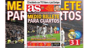 Gleiches Bild wie bei der Marca - auch bei der AS geht es auf dem Cover logischerweise um Real: "Ein halbes Ticket für das Viertelfinale"