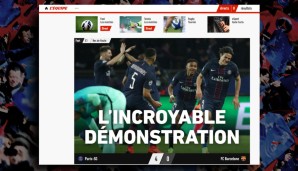 In Frankreich: Staunen und Ungläubigkeit! Mit 4:0 siegt PSG gegen Barca, die "L'Equipe" berichtet von einer "unglaublichen Demonstration"