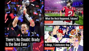 Bleacher Report: Zeit für klare Worte vom Bleacher Report! "Kein Zweifel: Brady ist der Beste aller Zeiten", ergänzt durch: "Was zum Henker ist passiert, Falcons?"