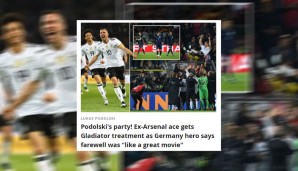 Laut Mirror feierte Podolski bei seinem Abschied eine Party - und wurde behandelt wie ein Gladiator