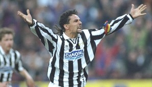 Roberto Baggio - das göttliche Zöpfchen - traf für Juve 95-mal in 171 Spielen, wurde 1993 Weltfußballer, feierte 1995 den Gewinn des Scudetto...