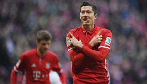 Platz 54: Robert Lewandowski (FC Bayern), Großchancen: 34, Quote: 38,24 Prozent - Tore insgesamt: 21