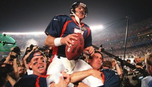 XXXII: Denver Broncos - Green Bay Packers 31:24 - Bis zum 25. Januar 1998 musste John Elway warten, dann gab es endlich den ersehnten Titel. In einer engen Kiste war am Ende RB Terrell Davis in seiner Heimatstadt San Diego mit drei Touchdowns MVP