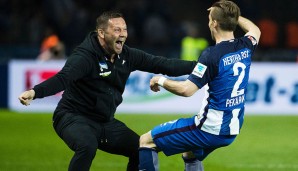 Dezente Freude bei Hertha-Coach Pal Dardai und Torschütze Peter Pekarik über dessen Führungstor gegen Hoffenheim