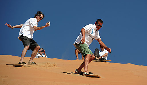 Sandboard-Erfahrung bei den Laureus Sports Awards 2011. Der Herr links ist übrigens Skateboard-Legende Tony Hawk