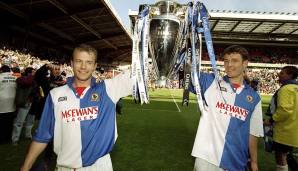 Die damalige Rekordablöse von 3,5 Millionen Pfund für Alan Shearer (l.) sollte sich alsbald bezahlt machen: Die Blackburn Rovers feierten 1995 (nur drei Jahre nach dem Aufstieg) völlig überraschend den Titel in der Premier League.
