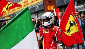 Sebastian Vettel jubelt nach seinem Sieg beim Belgien-GP.