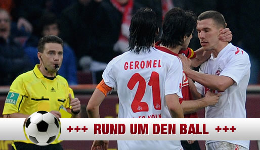 Lukas Podolski (r.) wird dem 1. FC Köln beim Spiel in Hannover aufgrund seiner Sperre fehlen