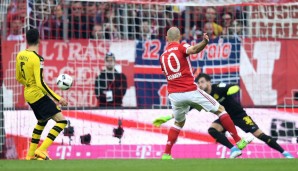MITTELFELD Arjen Robben (FC Bayern): Von Beginn an sprühte er nur so vor Spiellaune, suchte immer wieder den direkten Weg oder überraschte die Dortmunder mit plötzlichen Richtungsänderungen. War aber nicht nur wegen seines Treffers ein Gefahrenherd