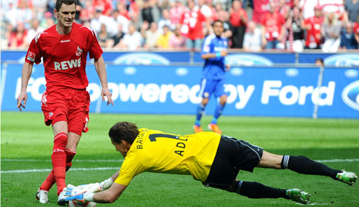 Kölns Milivoje Novakovic traf gegen Bayer Leverkusen zweimal