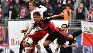 Yussuf Poulsen erzielte das 1:0 für die Leipziger gegen Freiburg