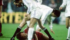 8. April 1987/22. April 1987, Halbfinale im Landesmeistercup, Hinspiel FCB - Real 4:1, Rückspiel Real - FCB 1:0: Die Bayern spielen sich im Hinspiel in einen Rausch. Juanito dreht durch und tritt Matthäus in die Rippen - 5 Jahre internationale Sperre.