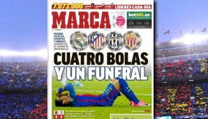 Aber kommen wir zum großen FC Barcelona. Mit zwei Klubs aus Madrid im Halbfinale ist für die "Marca" alles in Butter. Die Headline: "Vier Loskugeln und ein Trauerfall"
