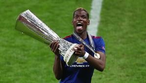 Paul Pogba feiert nach dem Gewinn der Europa League