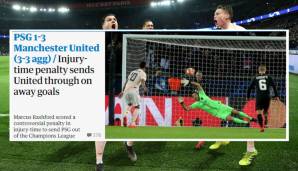 The Guardian (England): "Ein fragwürdiger Elfmeter schickt Manchester United ins Viertelfinale, während PSG erneut nur Herzschmerz in der Champions League erlebt."