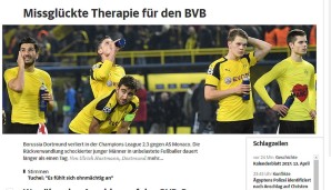 Da geht die "Süddeutsche" doch deutlich weiter: Mit "Missglückte Therapie für den BVB" greift die Zeitung die Geschehnisse vom Vorabend auf - genau wie die Schwierigkeit der Ansetzung