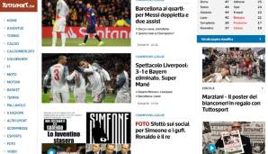 TUTTOSPORT: Liverpool lieferte ein "Spektakel" mit "Super Mane" gegen die Bayern. Bei Barca steht Lionel Messi im Fokus.