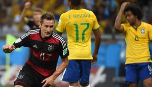 Miroslav Klose bejubelt sein Tor im WM-Halbfinale 2014 gegen Brasilien.