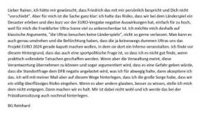 Die geleakte E-Mail von DFB-Präsident Reinhard Grindel an seinen Stellvertreter Rainer Koch im Wortlaut.