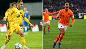 Zwei Superstars starten in die EM-Qualifikation: Eden Hazard mit Belgien (links) und Virgil van Dijk mit der Niederlande (rechts).