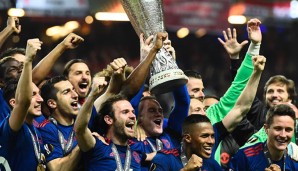 Manchester United feiert den Gewinn der Europa League in der Saison 2016/2017