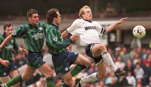 Jürgen Klinsmann: 1997 zu Tottenham Hotspur. Über die Bayern und Samporia Genua kehrte Klinsi Mitte der Saison 1997/98 an die White Hart Lane zurück. Seine Vier-Tore-Gala gegen Wimbledon rettete den Spurs die Klasse