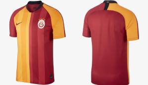 Galatasaray - Heimtrikot: Der amtierende türkische Meister wird auch in der kommenden Saison zu Hause wieder im klassischen Rot-Gelb-Look auflaufen. Neu sind allerdings die modernen Farbstreifen auf der Brust sowie der schwarze Kragen.