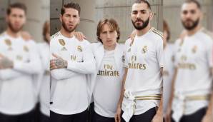 Real Madrid - Heimtrikot: Die Königlichen schwelgen in Erinnerung. Das goldene Design ähnelt den Heimtrikots der Saison 2011/2012. Damals deklassierte Real die Konkurrenz und Barca und wurde überlegen Meister.