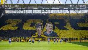 Hinter dem doppelten Konterfei der BVB-Legende ist in der "Gelben Wand" ganz groß Z-O-R-C zu lesen. Darunter prangt ein Banner mit der Aufschrift: "Einmal Borusse - immer Borusse." Wir zeigen Euch nun weitere legendäre Choreo-Vorgänger.
