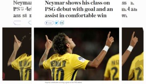 L'Equipe: "Das freie Elektron. Neymar tanzt zwischen den Reihen. Alle Scheinwerfer waren auf ihn gerichtet, dennoch war er nicht nervös. Er ist wahrlich ein Supertalent"
