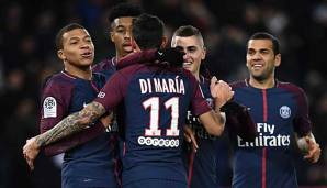 Die Spieler von PSG bejubeln einen Treffer gegen Lille