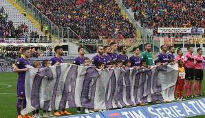 Auch die Spieler bereiteten ein Transparent für Astori vor. "Ciao, Davide".