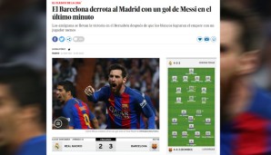 Nüchtern, aber prägnant hält es El Pais: "Barcelona schlägt Madrid durch ein Tor von Messi in der letzten Minute." Jooooar, haben wir gesehen, wa