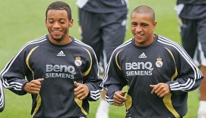 Marcelo (l.) und Roberto Carlos: Einst gemeinsam beim Training im Trikot von Real Madrid