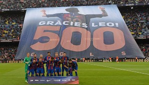 Lionel Messi wurde von den Barcelona-Fans nach seinem 500. Pflichtspieltreffer gefeiert