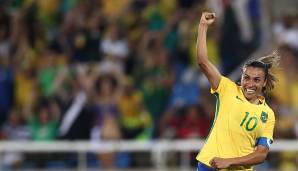 Platz 9: Marta (Frauen-Fußball) - Zwischen 2006 und 2010 fünf Mal Weltfußballerin des Jahres. In den vier Folgejahren kamen drei zweite und ein dritter Platz hinzu. Hält den Rekord für die meisten WM-Tore (15).
