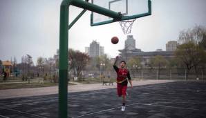 Ein einsamer Basketballer in Pyeongchang - seine Größe ist nicht überliefert.