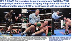Die "Daily Mail" staunt, wie Fury die beiden Niederschläge überstanden hat und schreibt von einem "umstrittenen" Urteil.