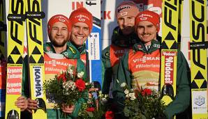 Markus Eisenbichler, Stephan Leihe, Karl Geiger und Richard Freitag holten die Goldmedaille.