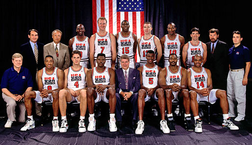 Mit diesem Dream Team holten die USA in Barcelona 1992 Gold im Basketball