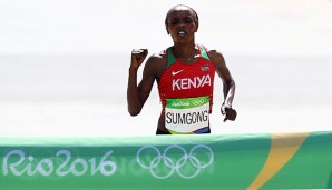 Jemima Sumgong holte das erste Gold für Kenia über die klassische 42,195-km-Distanz
