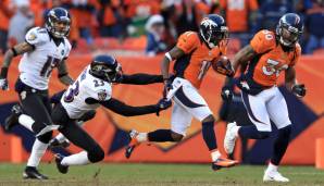 Divisional Round 2013 - Ravens vs. Broncos 38:35 2 OT: Die Denver Broncos gingen mit einer Serie von 11 Siegen ins Spiel, sie hatten MVP Peyton Manning in ihren Reihen - und Trindon Holliday, der einen Kickoff- und einen Punt-Return-TD erzielte.