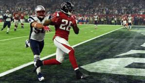 Super Bowl, 2017 - New England Patriots vs. Atlanta Falcons 34:28 OT: In Houston spielen lange nur die Falcons. 28:3 steht es nach dem Touchdown von Tevin Coleman im dritten Viertel.