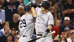 Todd Frazier (l.) und Tyler Austin feiern ihren Sieg über die Red Sox